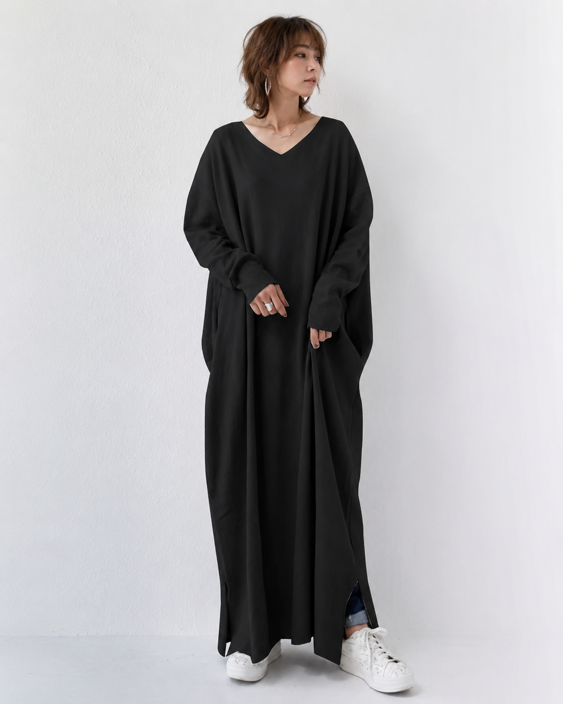Shacora - Robe Longue à Encolure V et Coupe Décontractée