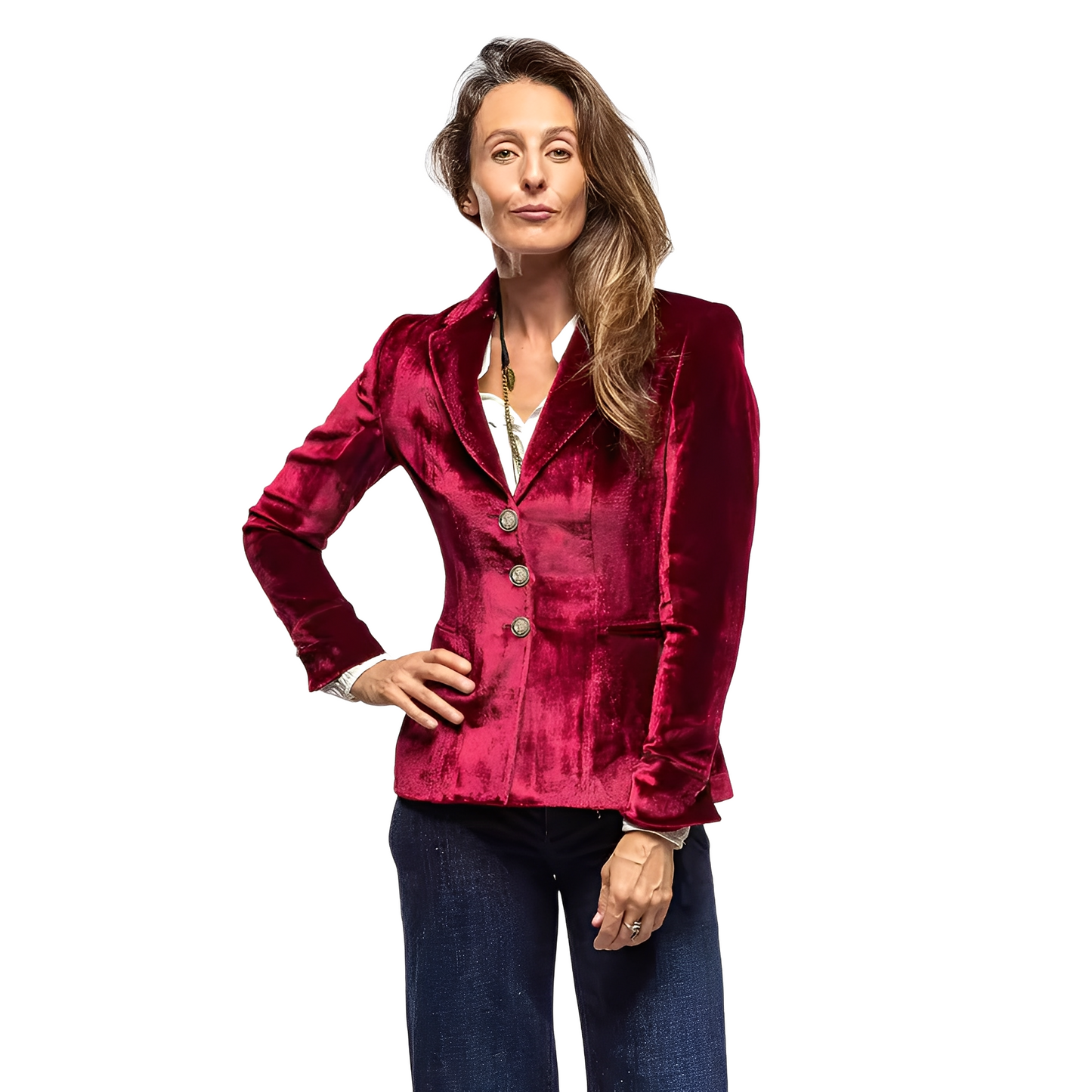 Martha - Blazer stylé avec col revers en velours pour femmes