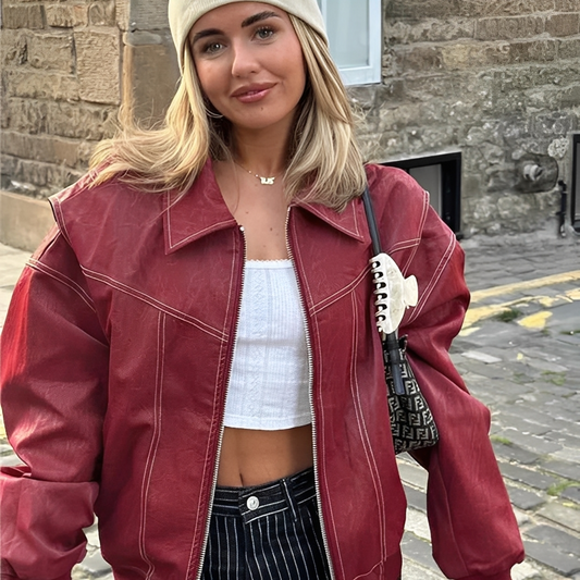 Céllee - Weite Winterlederjacke für Damen