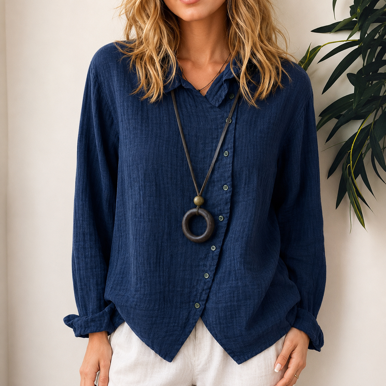 Razieh - Blouse Décontractée à Boutons