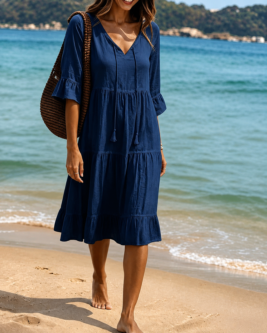 Lorraine - Robe Midi Chic à Encolure en V