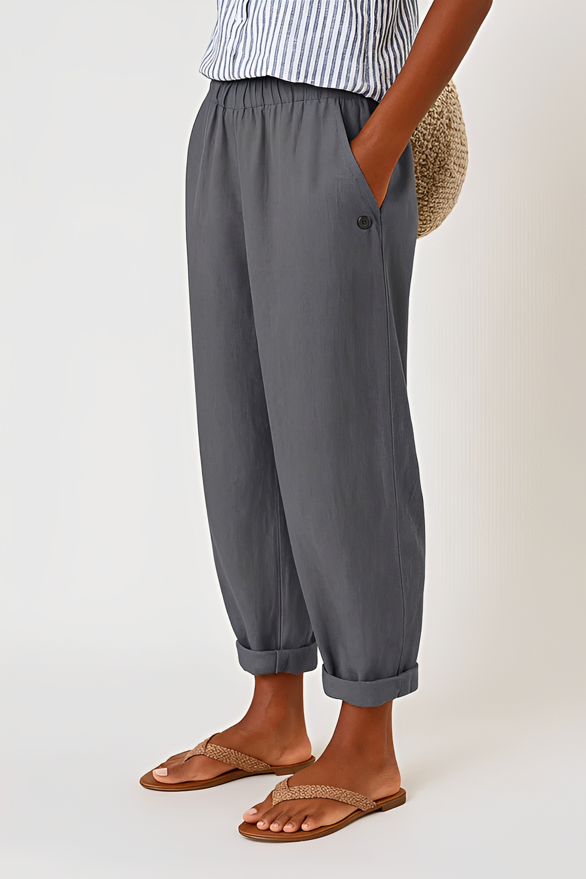 Yunie - Pantalons Décontractés à Taille Élastique