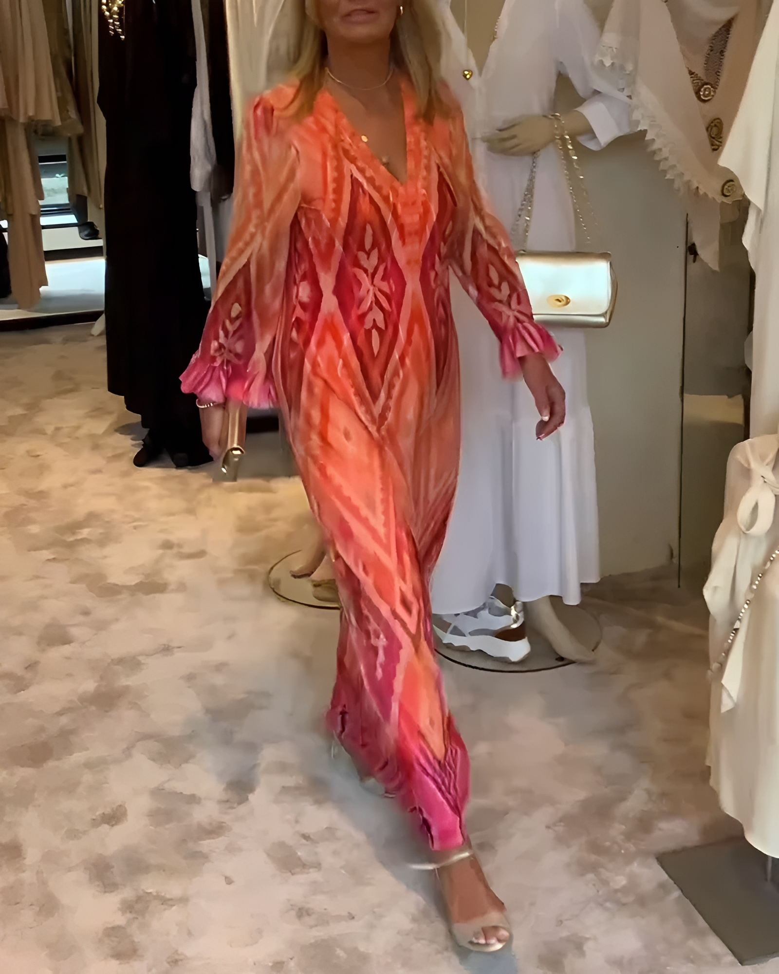 Glynnis - Robe maxi élégante à manches longues