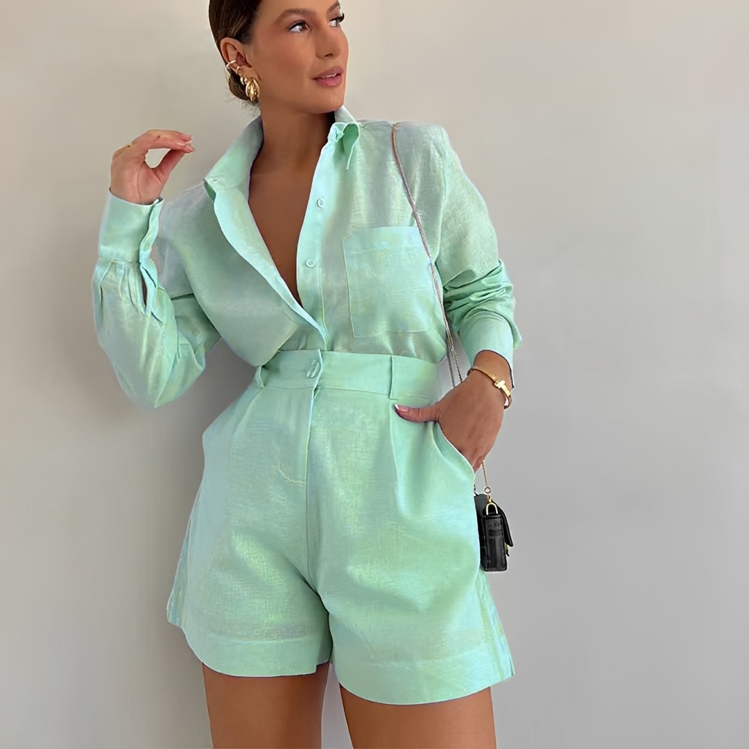 Yasin - Ensemble large de short avec haut manches longues