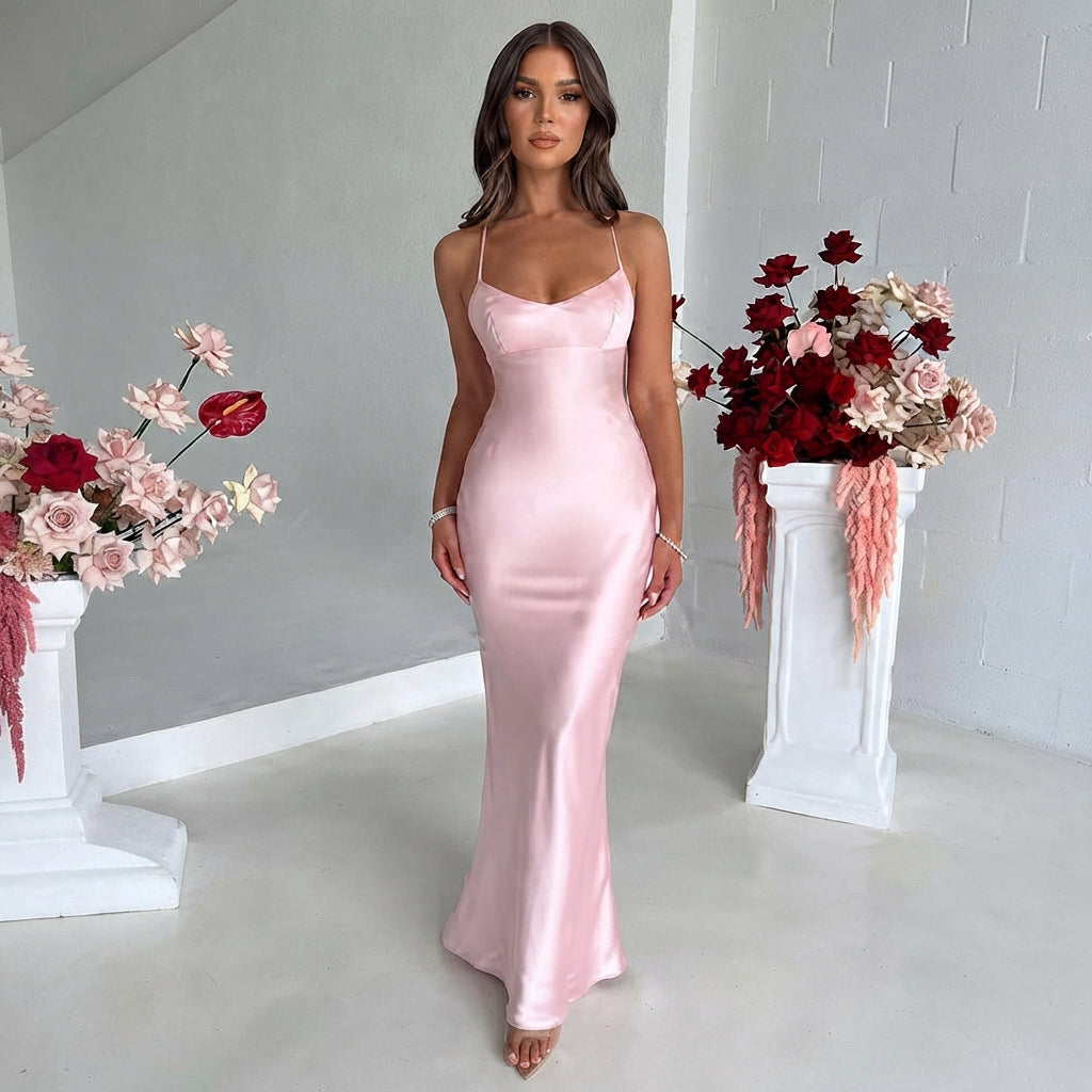 Melika - Robe Maxi Ajustée Brillante