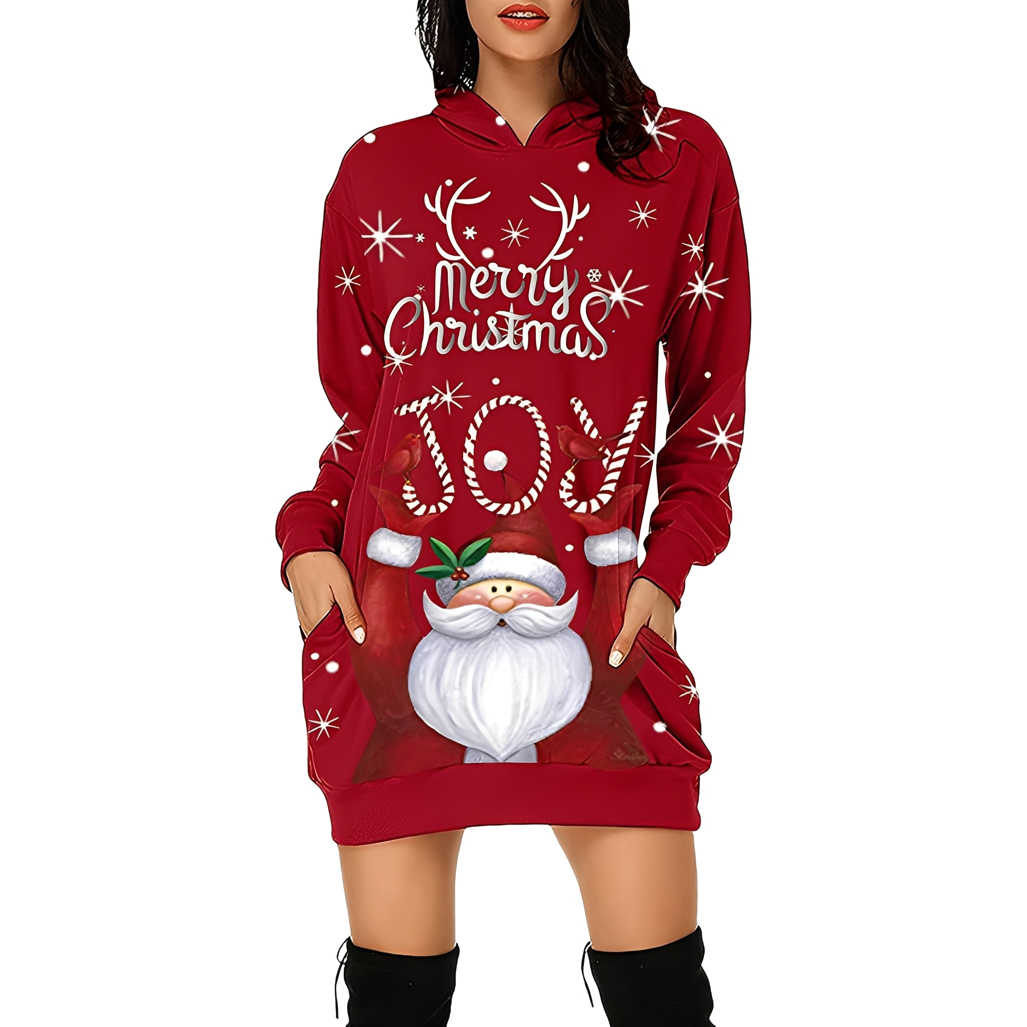 Georgia - Robe de Noël élégante avec capuche pour femmes