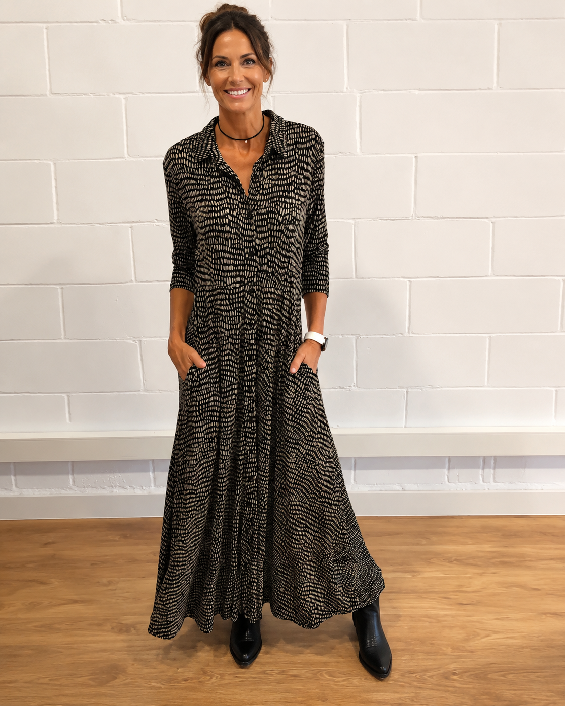 Damiana - Robe Chic à Encolure en V avec Col
