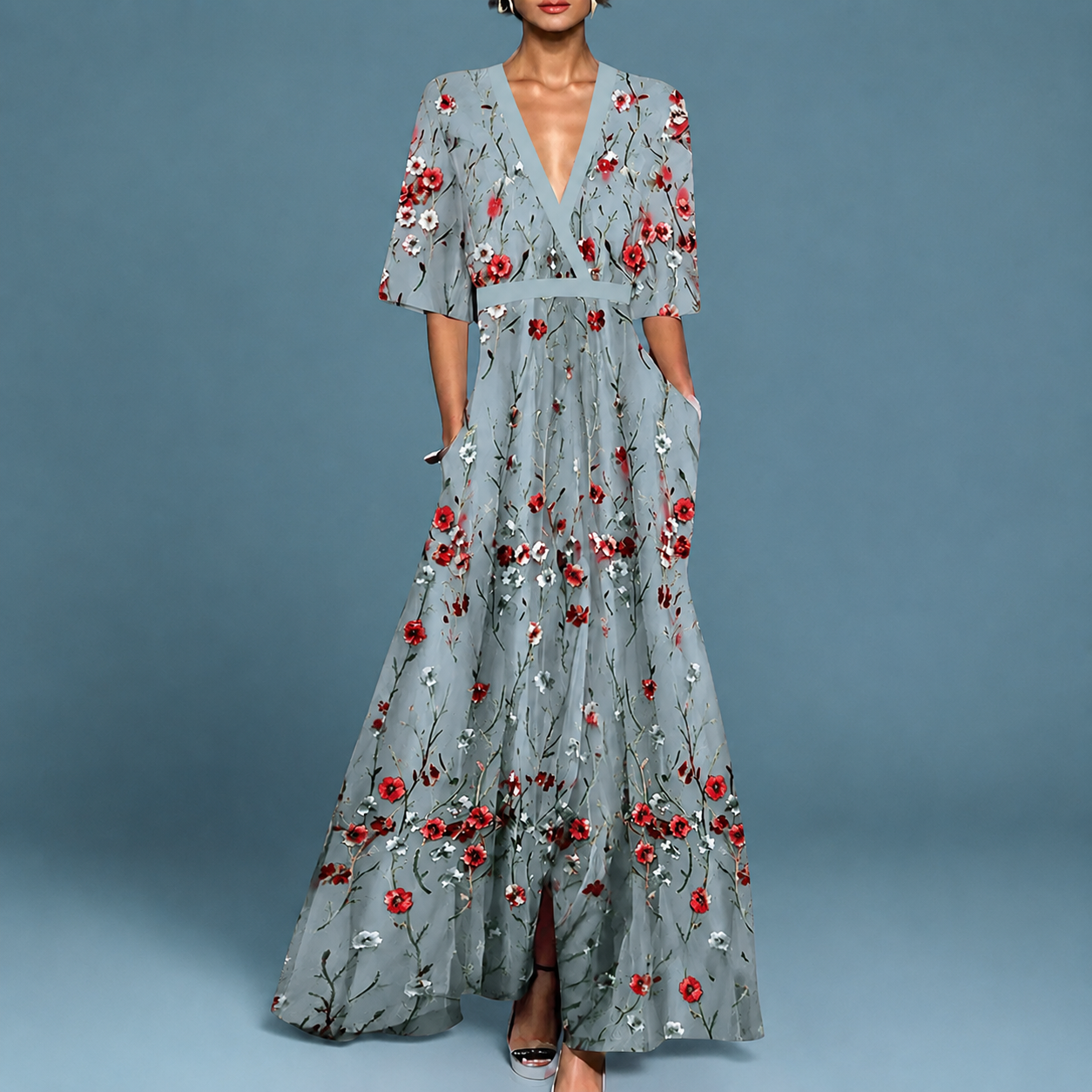 Laure - Robe Élégante Flottante à Col en V