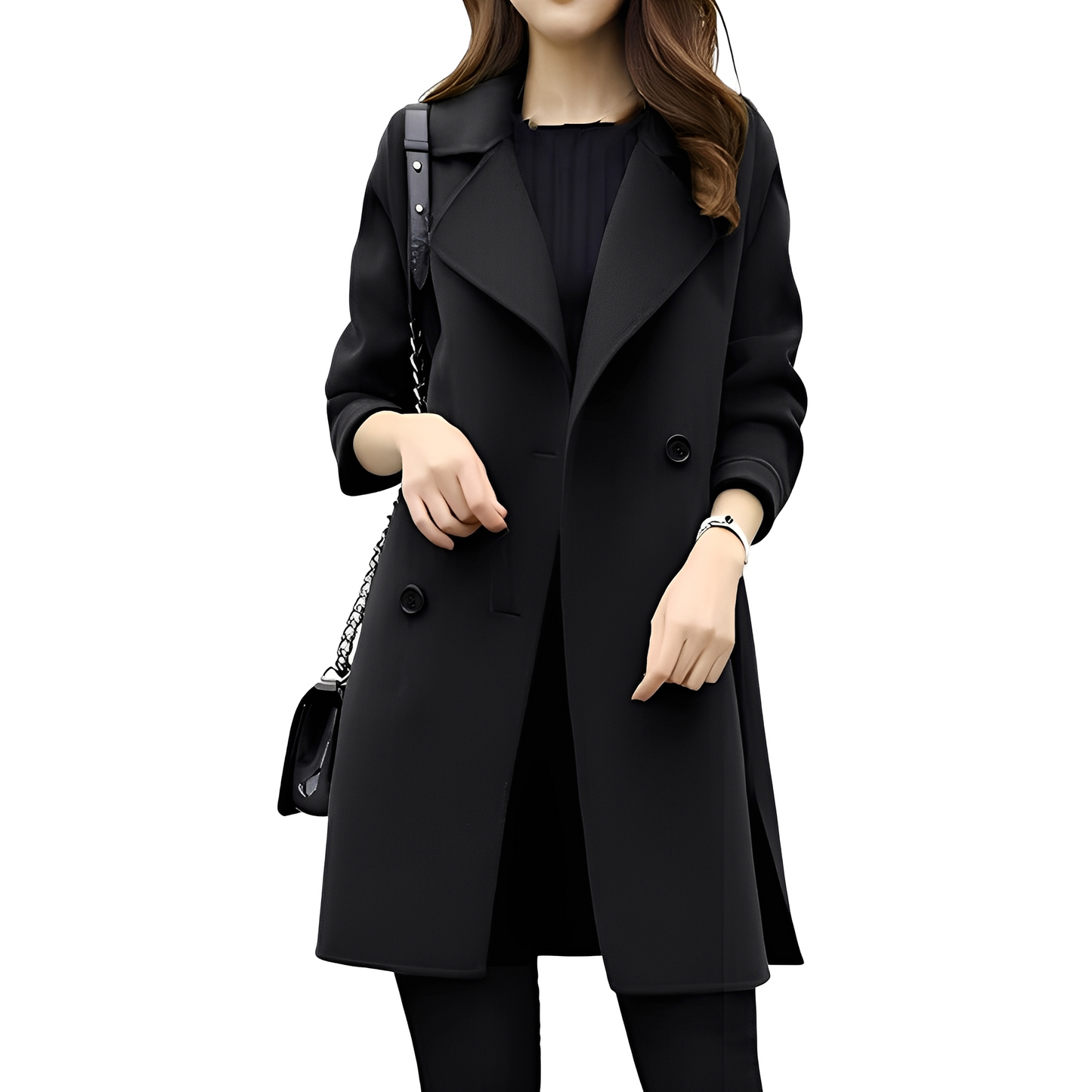 Kristina - Long manteau chic et féminin avec double boutonnage