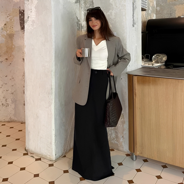 Noelle - Jupe Longue Chic avec Boutons