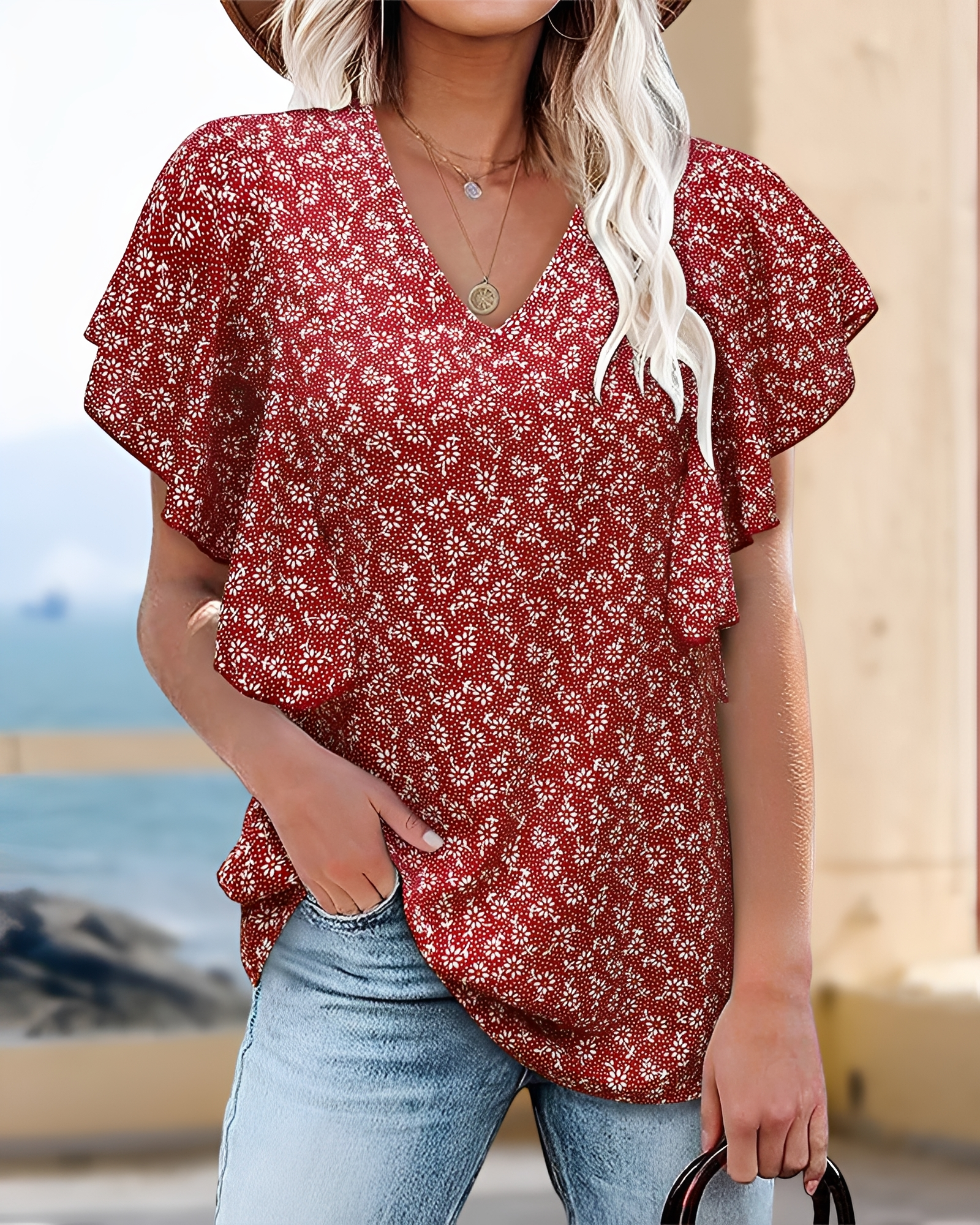 Eleri - Blouse élégante à col en V