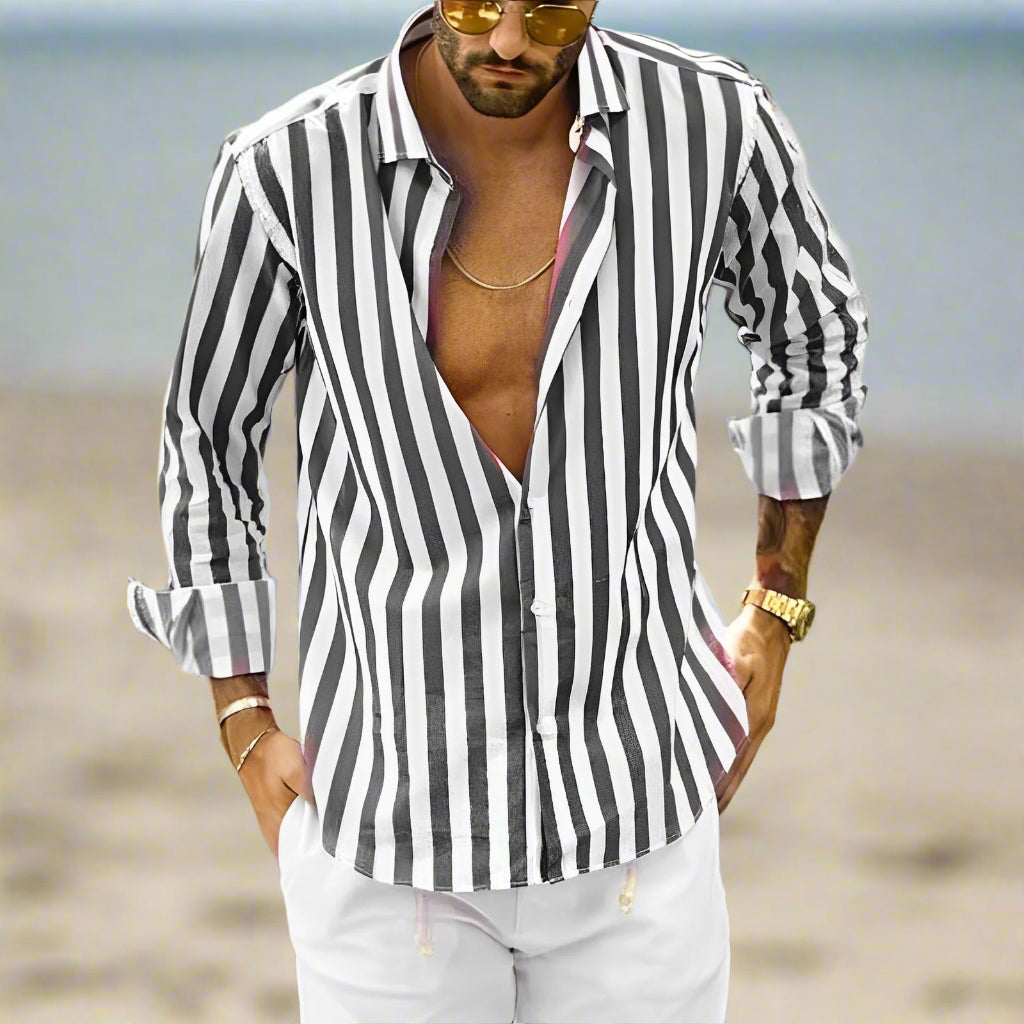 Boone - Chemise à manches longues rayée pour homme