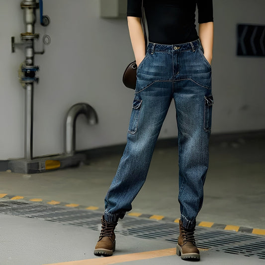 Kristal - Jean en coton avec plusieurs poches pour femme