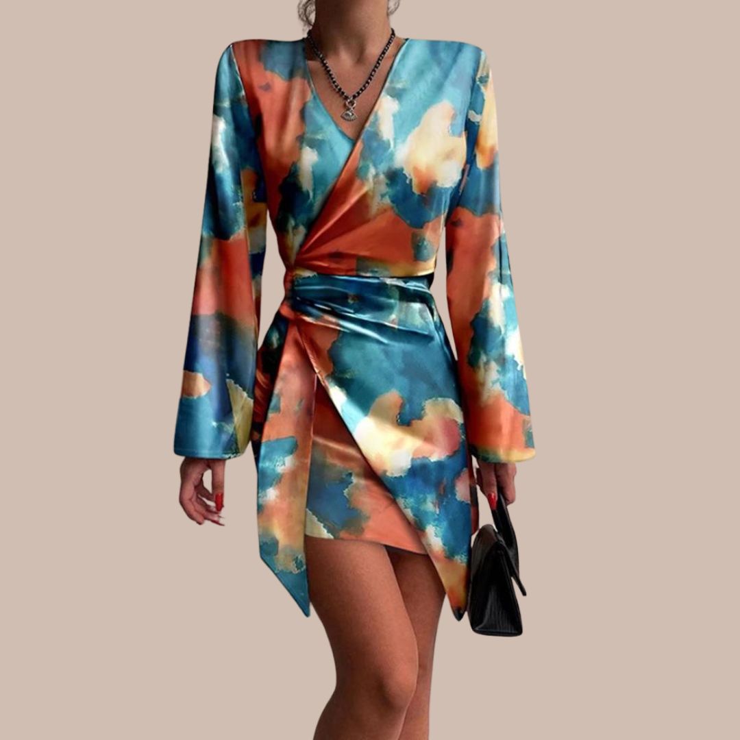 Cicely - Robe croisée avec motif abstrait pour femme