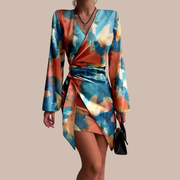Cicely - Robe croisée avec motif abstrait pour femme