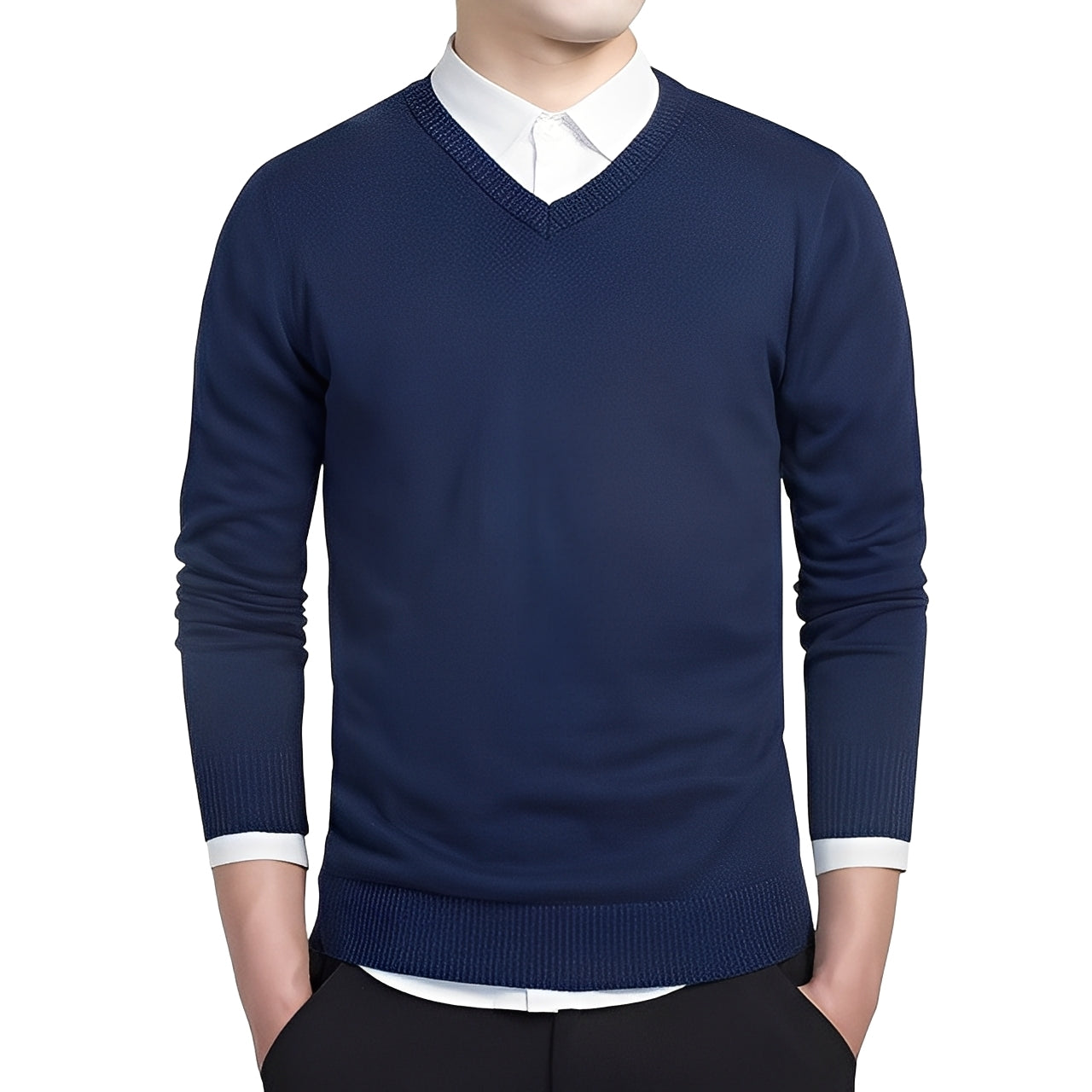 Tom - Pull décontracté pour homme avec col en V