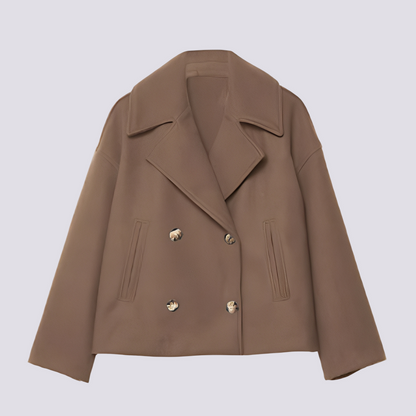 Bethney - Veste courte élégante en laine avec col à revers pour femmes