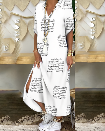 Marita - Robe midi chic à col en V et fente