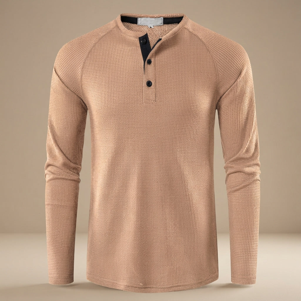 Teifion - Chemise Henley Classique en Nid d'Abeille