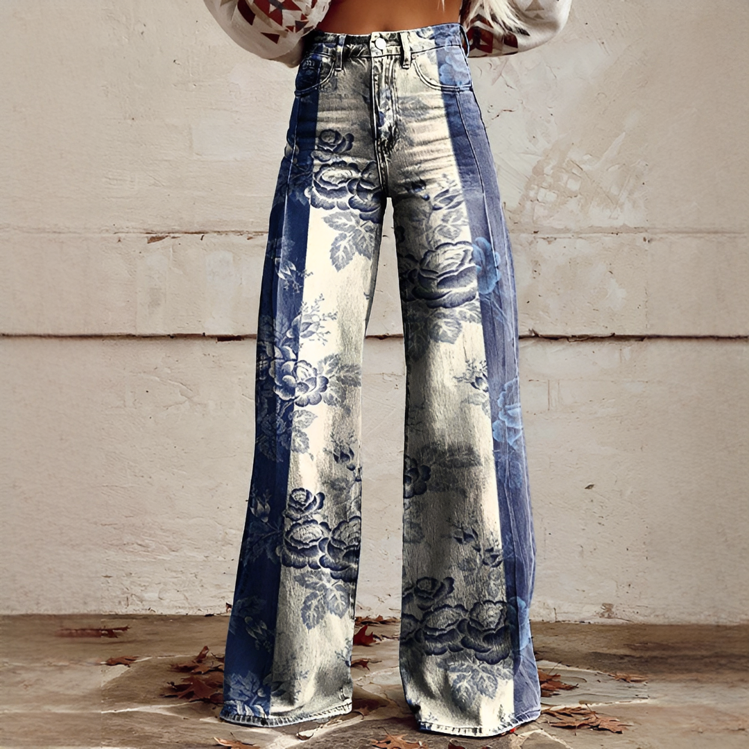 Shelley - Jeans Décontractés à Jambes Larges Imprimés