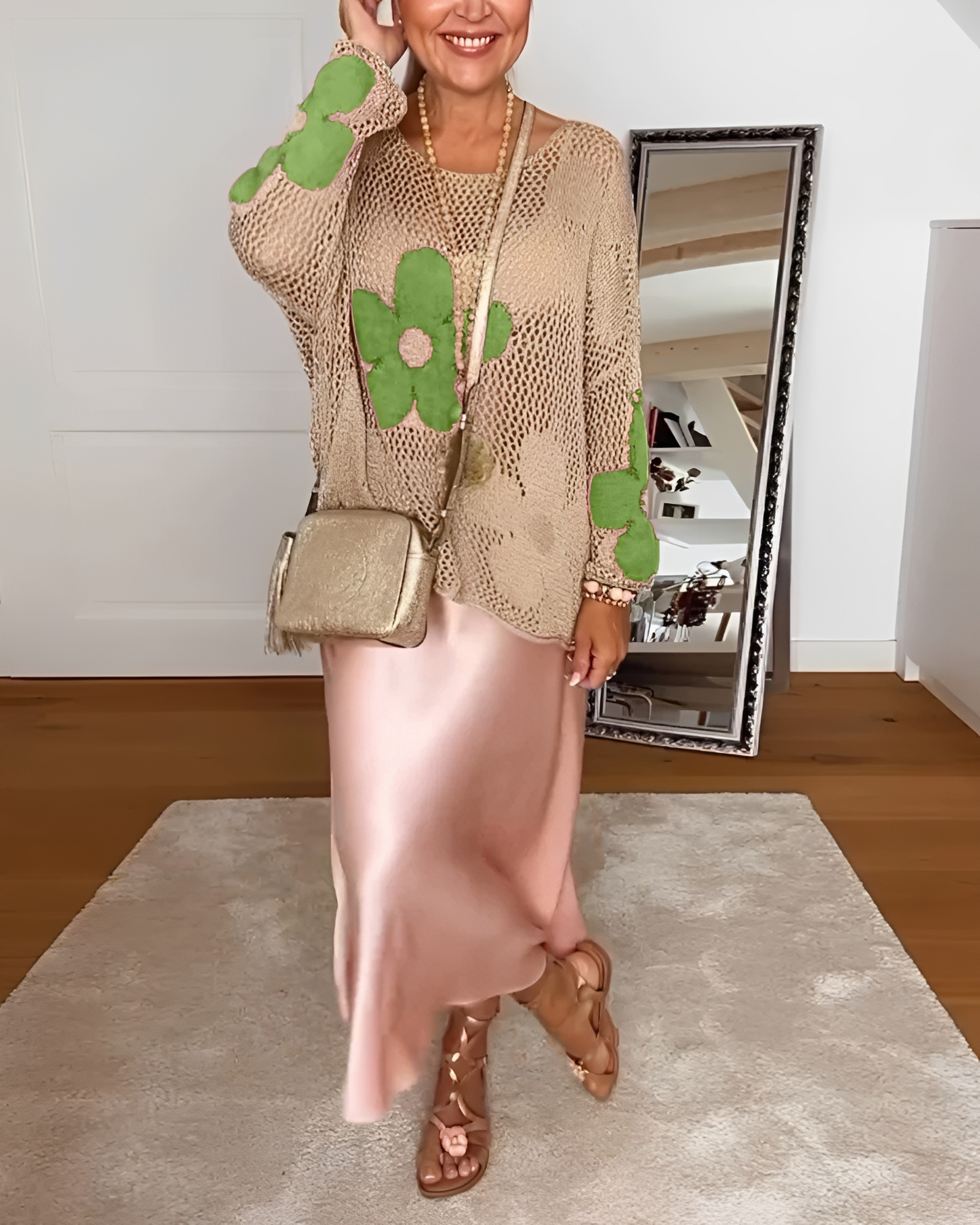 Alwena - Blouse décontractée à fleurs ajourée