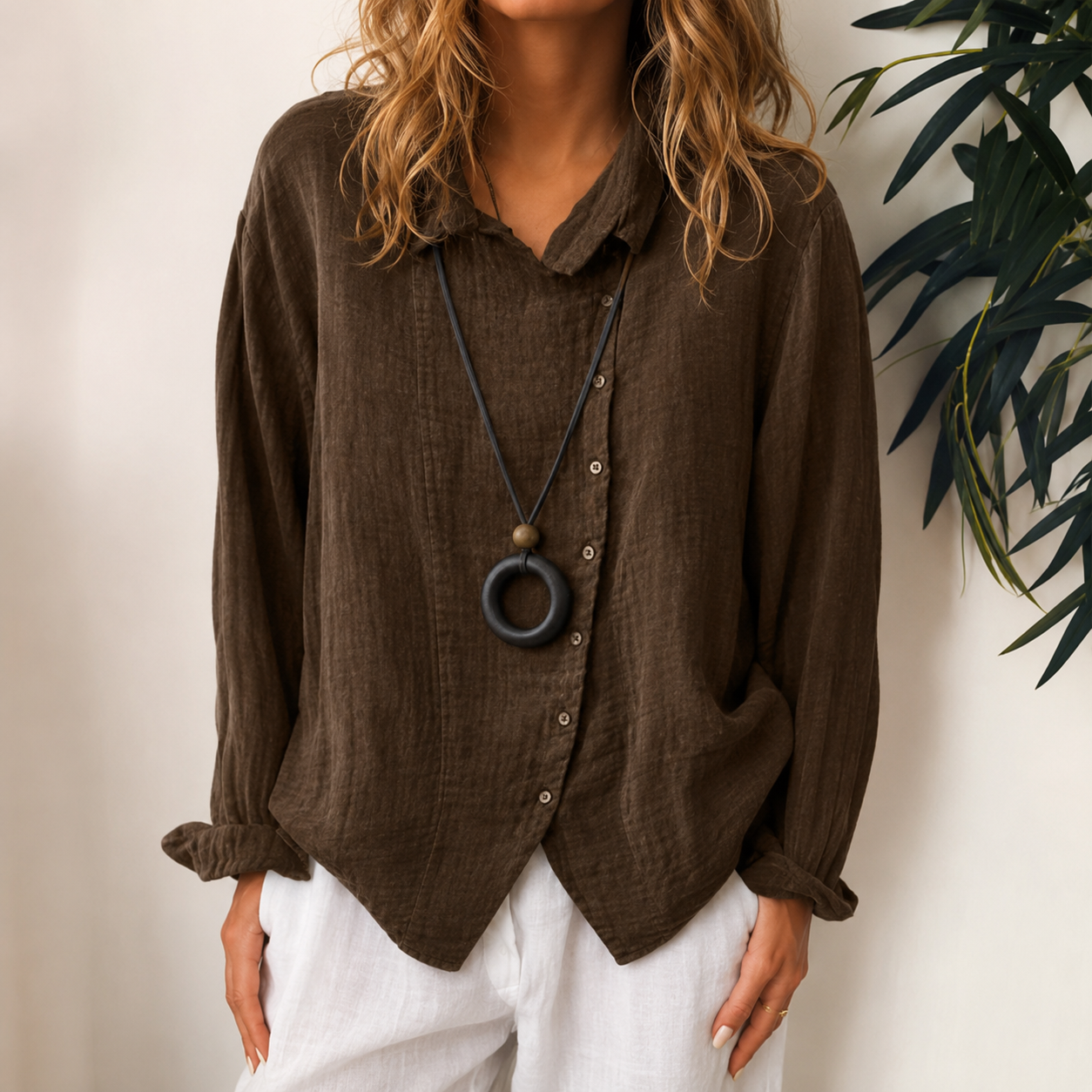 Razieh - Blouse Décontractée à Boutons