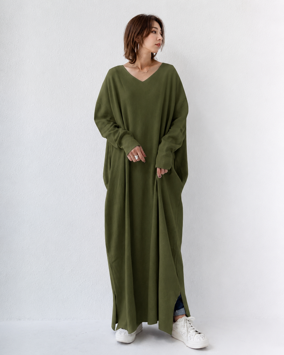 Shacora - Robe Longue à Encolure V et Coupe Décontractée