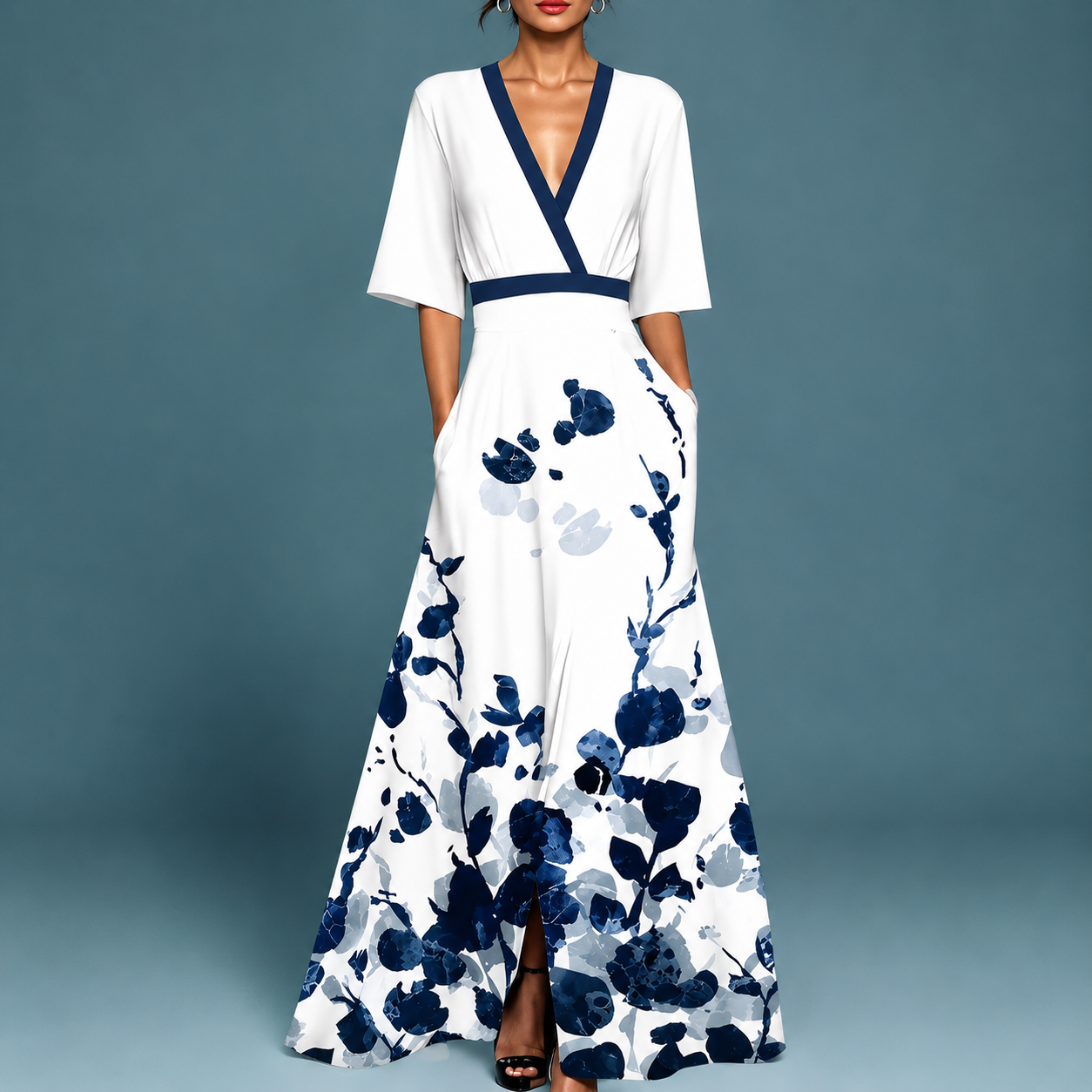 Laure - Robe Élégante Flottante à Col en V