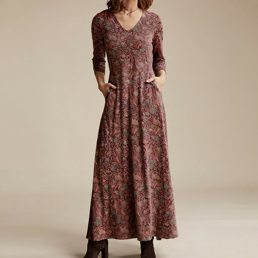 Adeline - Robe vintage à manches longues
