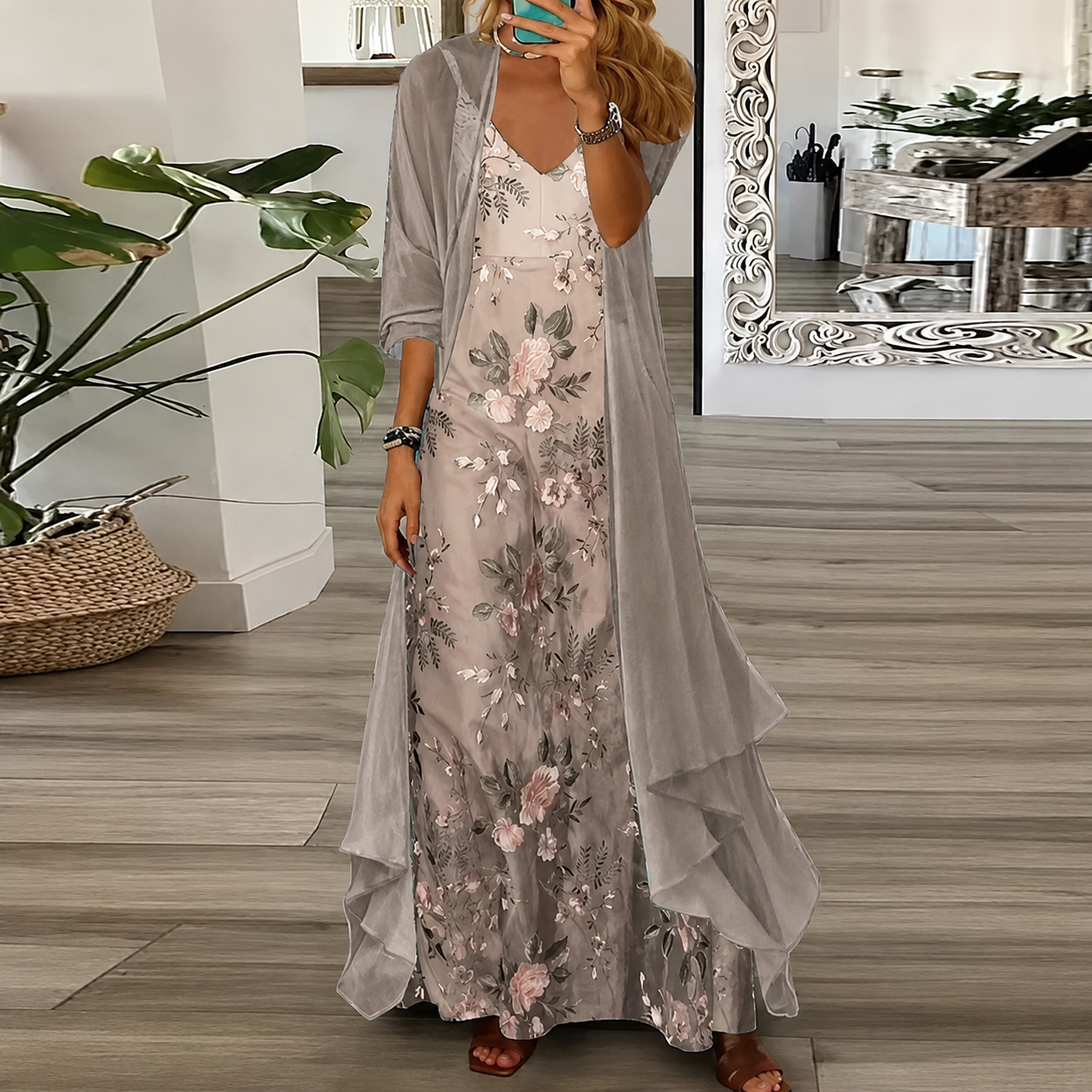 Derivia - Robe Maxi Élégante Deux Pièces