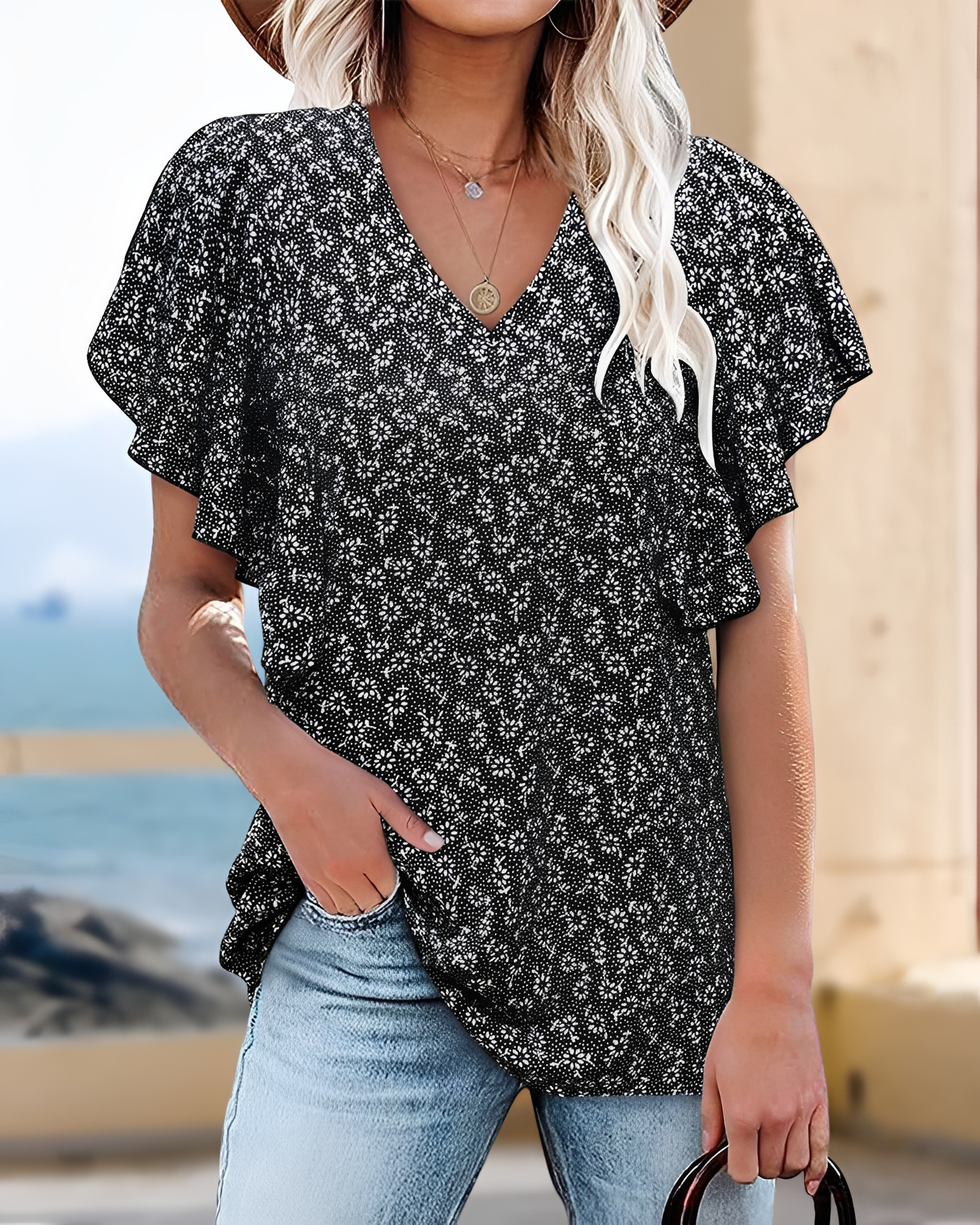 Eleri - Blouse élégante à col en V