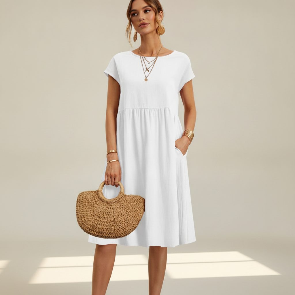 Nubia - Robe Midi Élégante à Col Rond