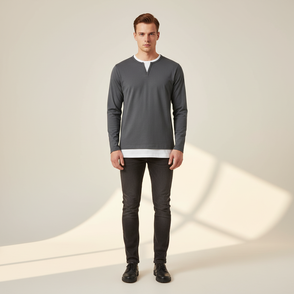 Daryl - Chemise Stylée à Manches Longues et Col V