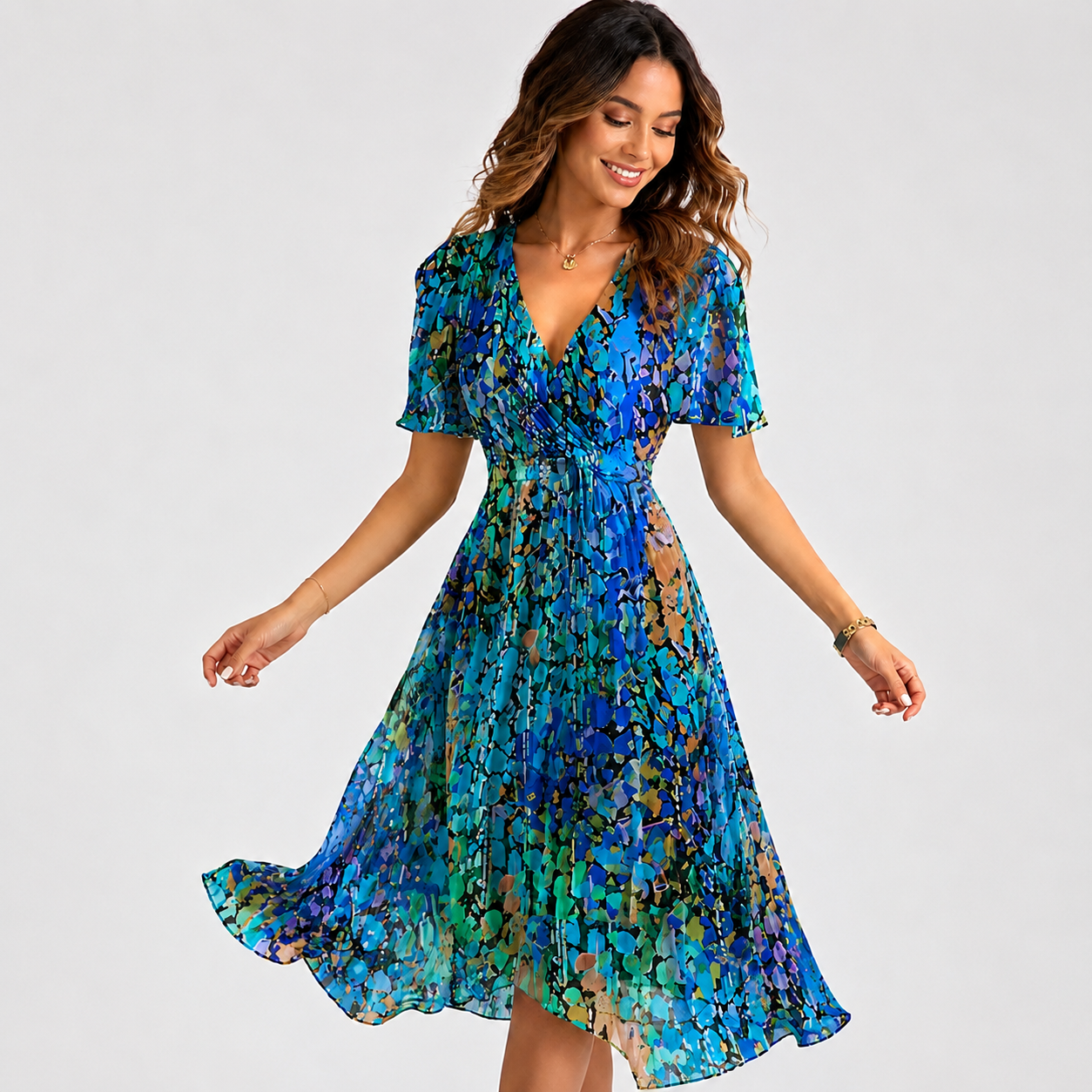 Elsinya - Robe Midi Stylée et Fluide