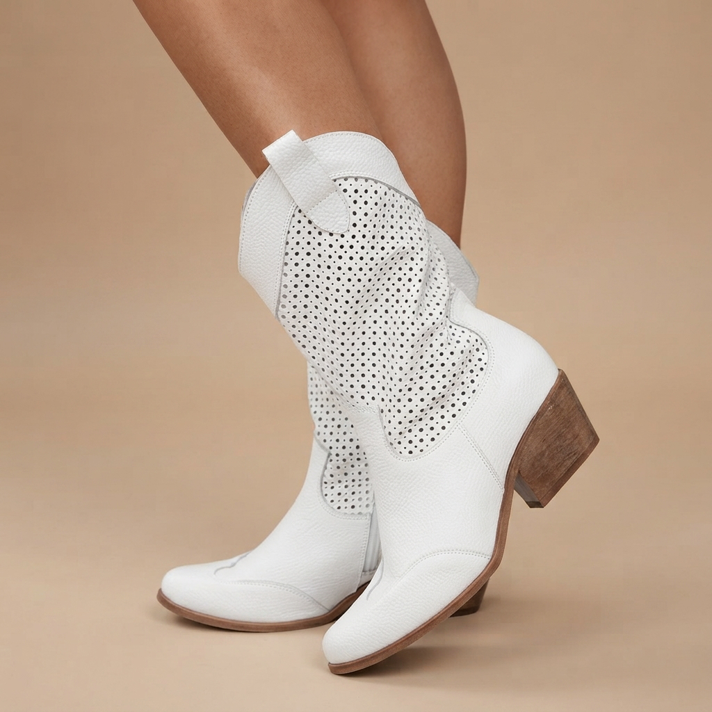 Jamie - Bottes à talons avec coutures brodées