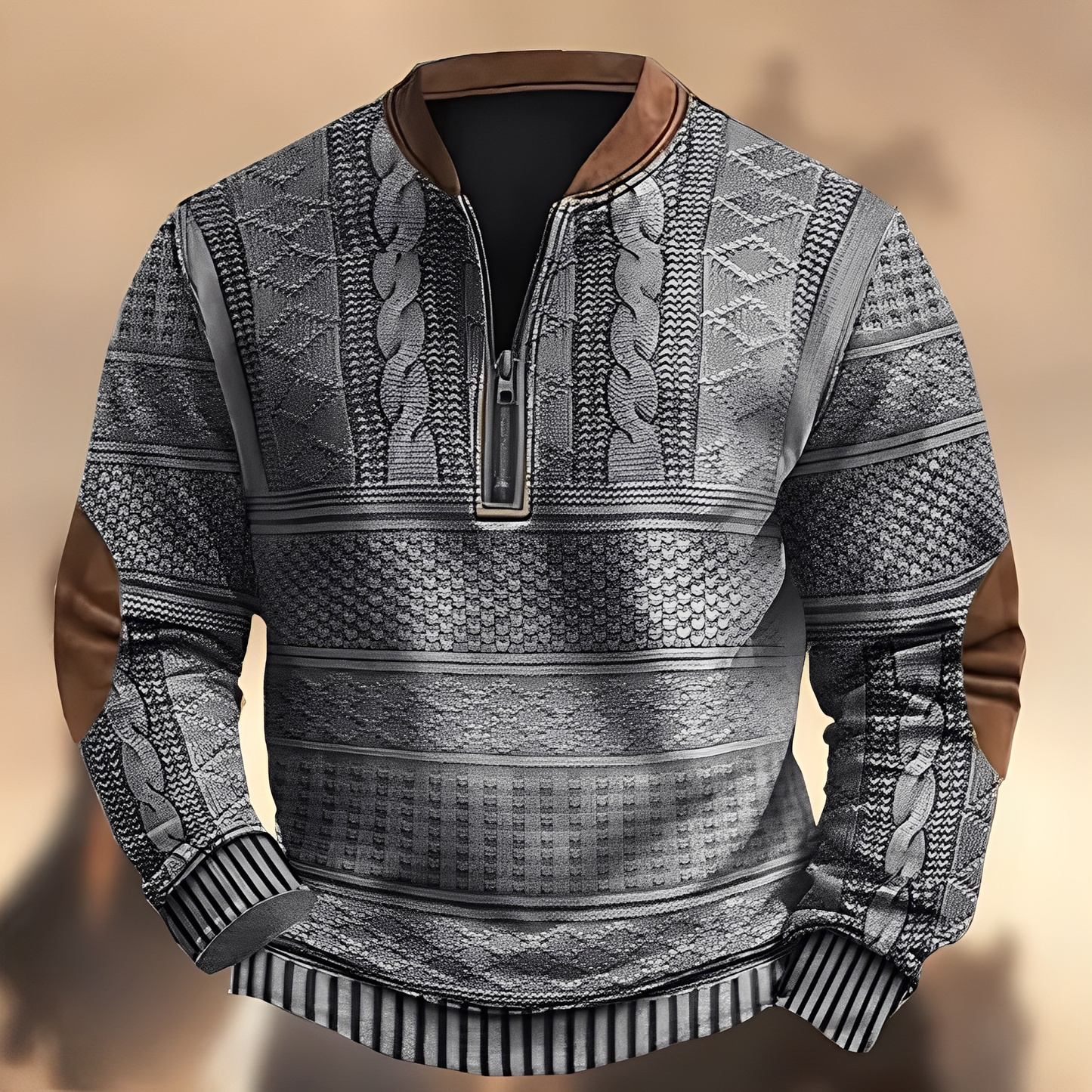 Edmund - Pull à motifs décontracté avec zip pour hommes