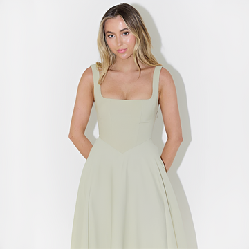 Fioren - Robe Midi Élégante à Encolure Carrée