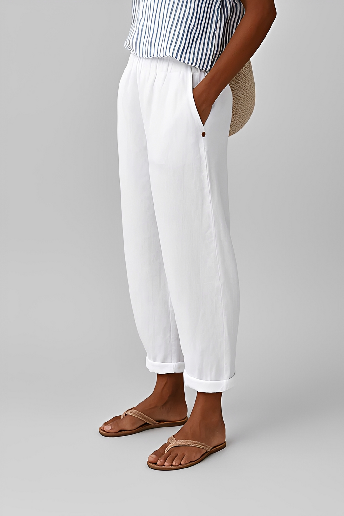 Yunie - Pantalons Décontractés à Taille Élastique