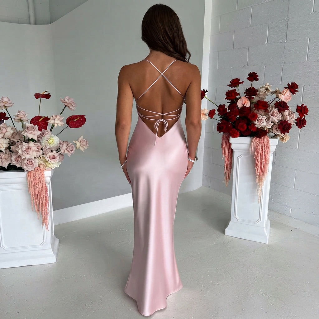 Melika - Robe Maxi Ajustée Brillante