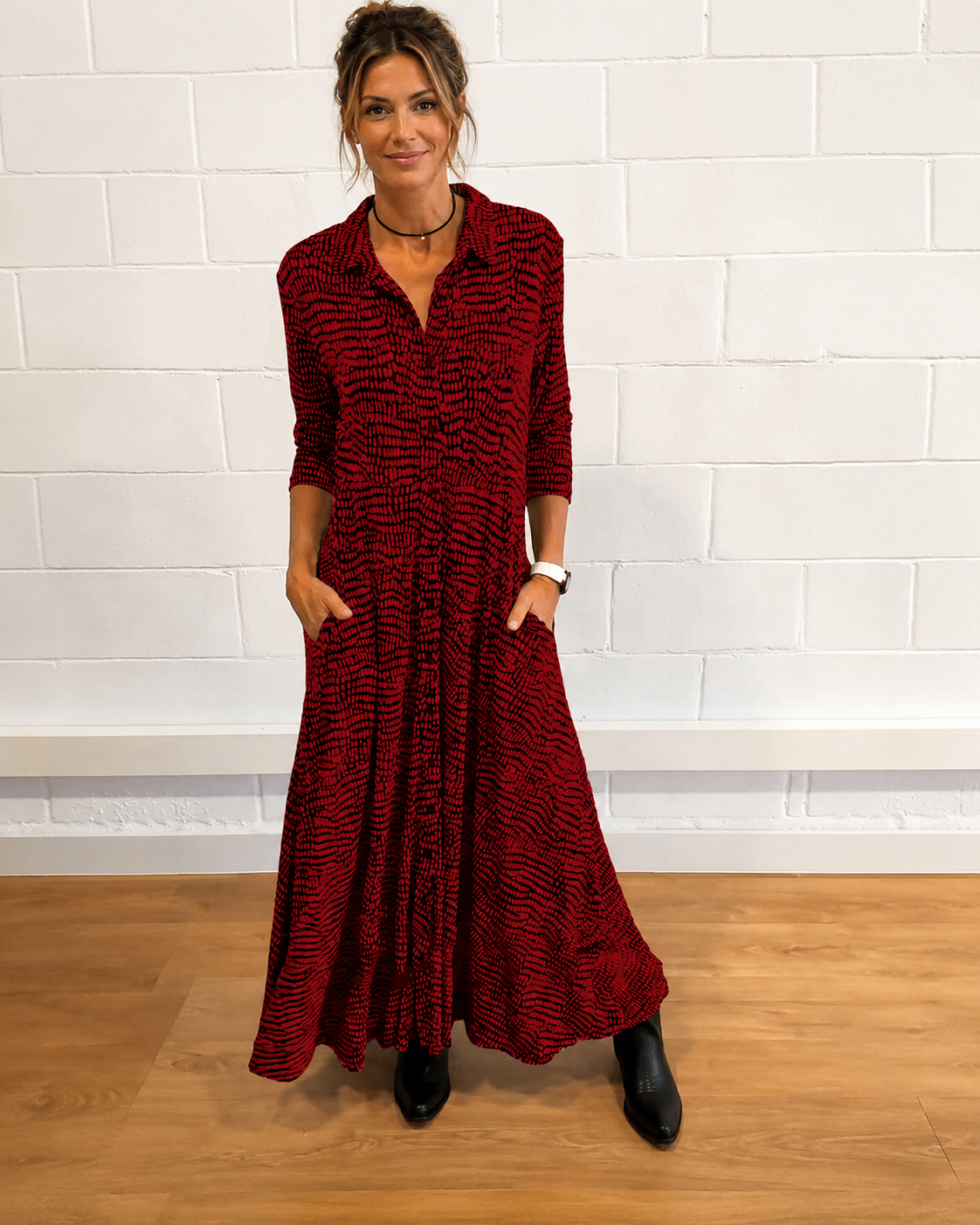 Damiana - Robe Chic à Encolure en V avec Col