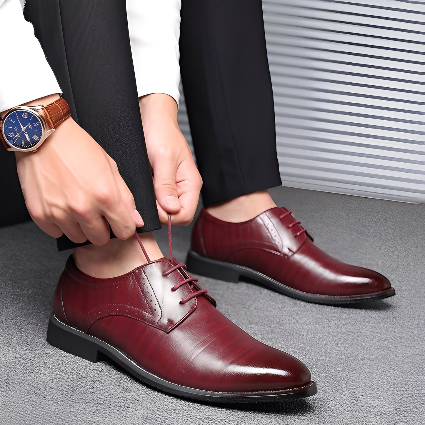 Beckham - Chaussures habillées à lacets pour hommes avec motif brogue
