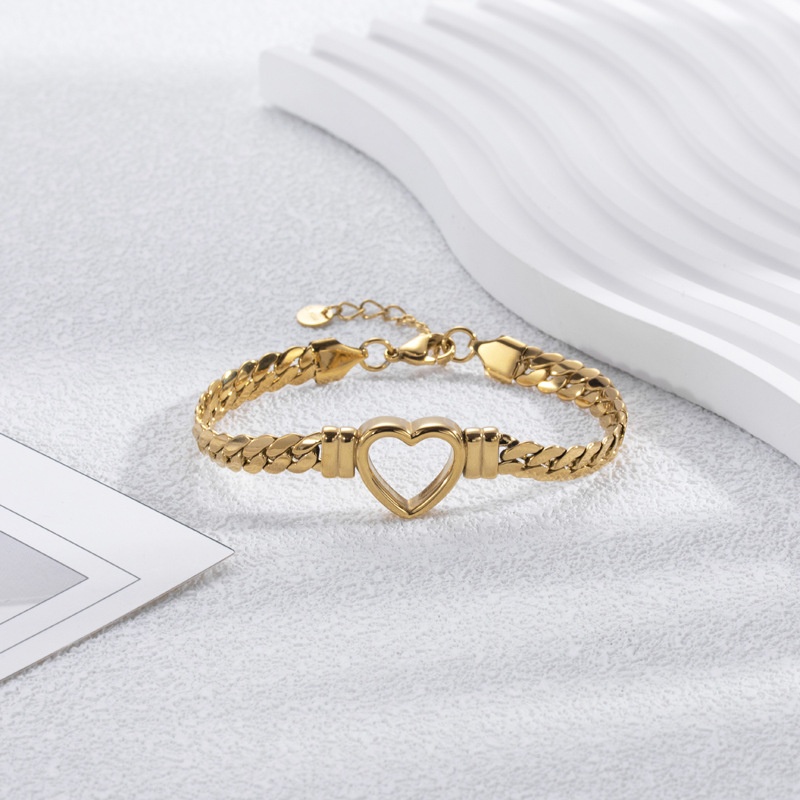 Bracelet en cœur creux doré - Bracelet en cœur ouvert