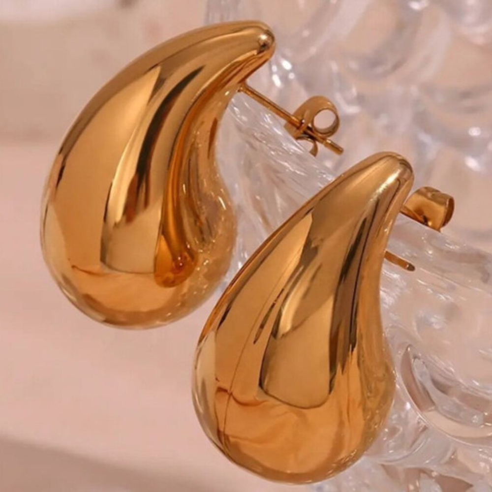 Boucles d'oreilles Chunky Waterdrop - Grandes boucles d'oreilles en or