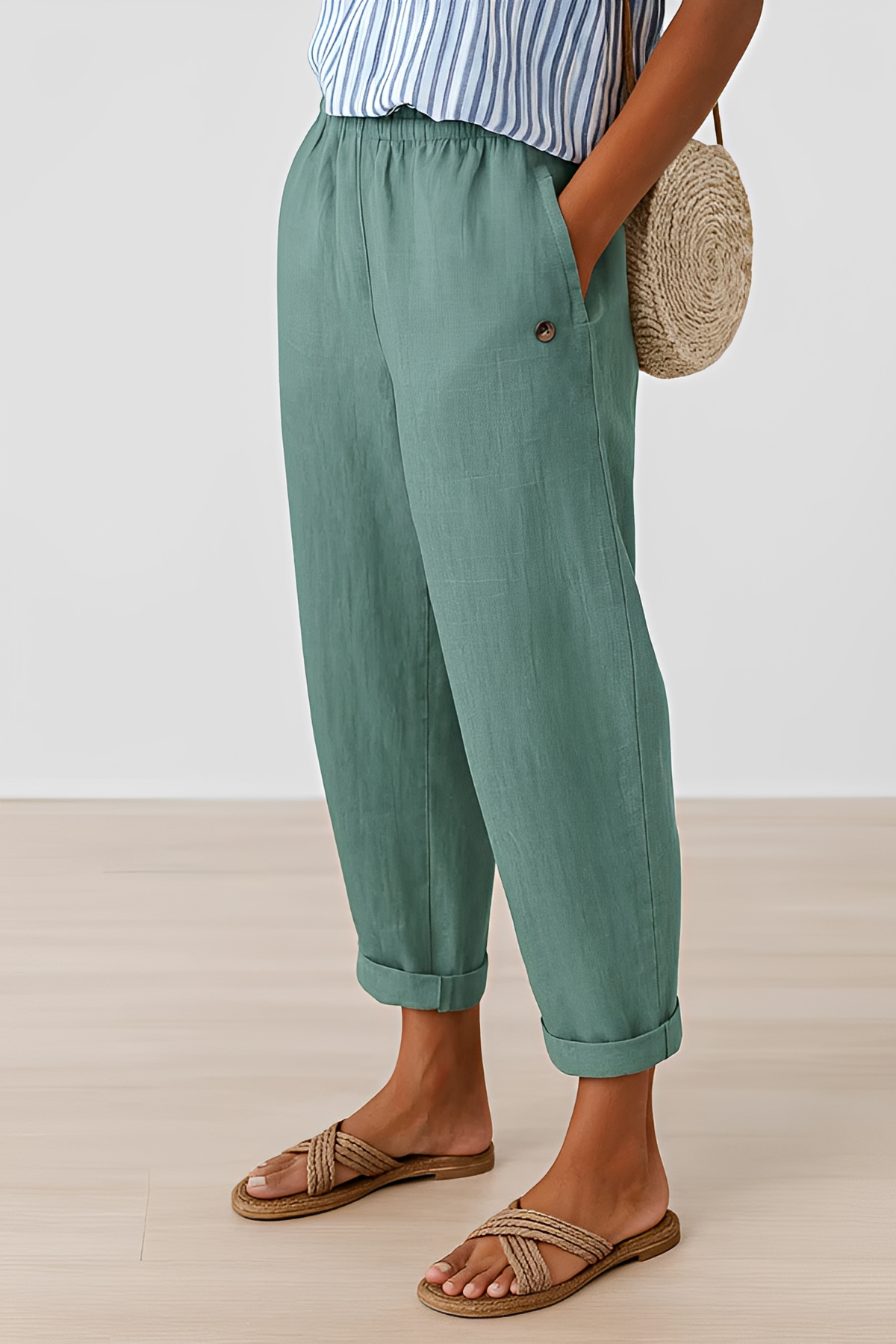 Yunie - Pantalons Décontractés à Taille Élastique