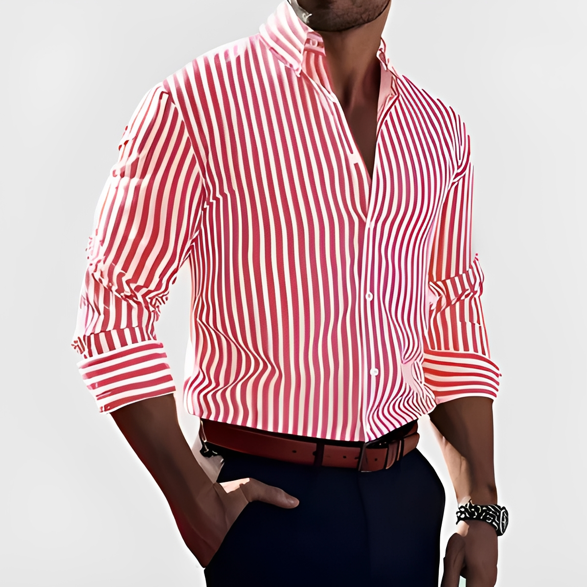 Kelric - Chemise Décontractée à Rayures et Boutons