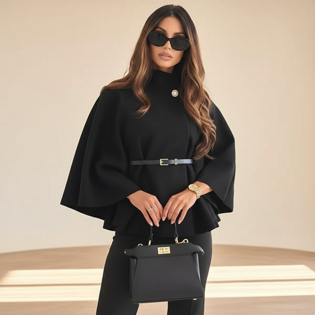 Lindsey - Veste Élégante Ceinturée à Manches Chauve-Souris