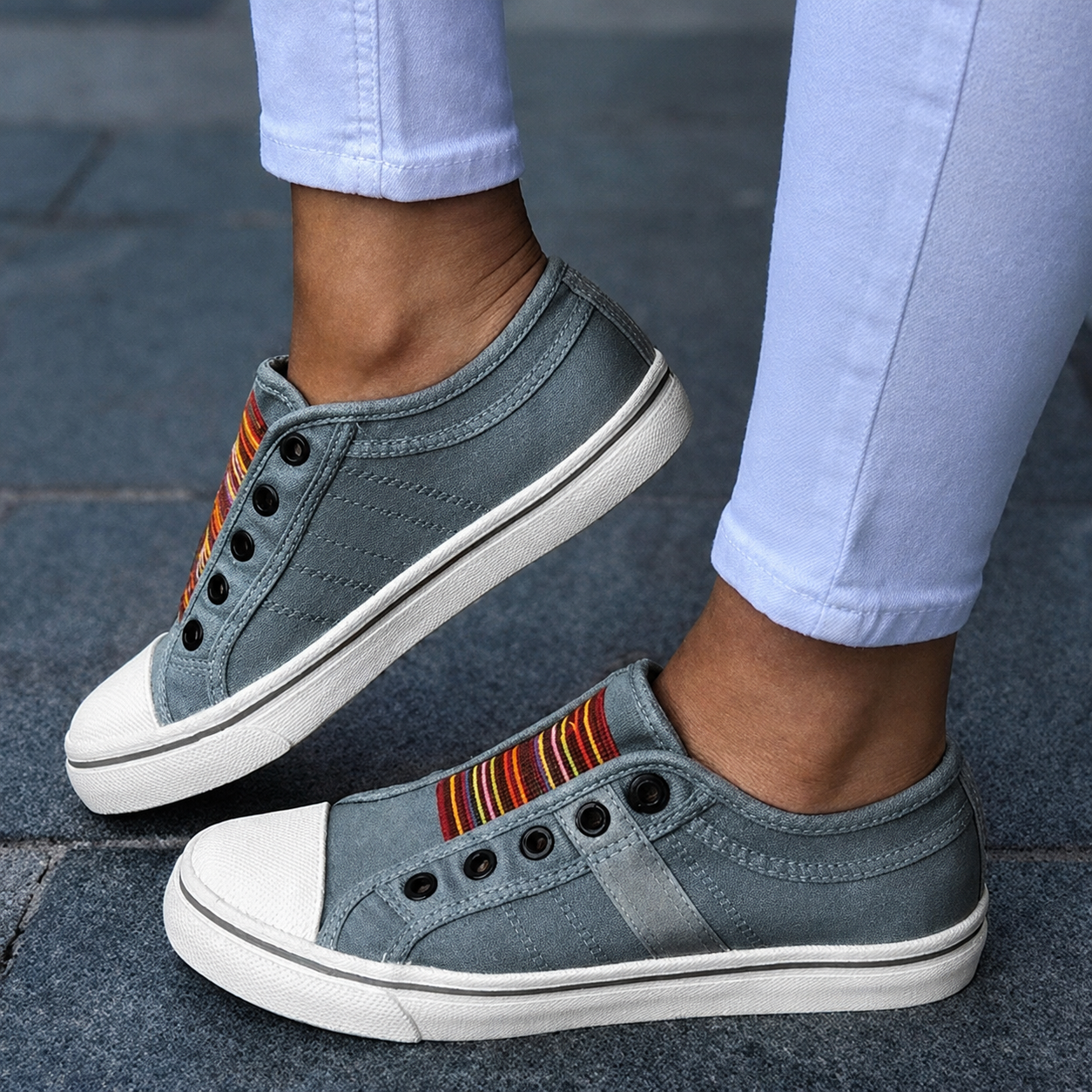 Jorrie - Baskets Classiques en Toile Élastique