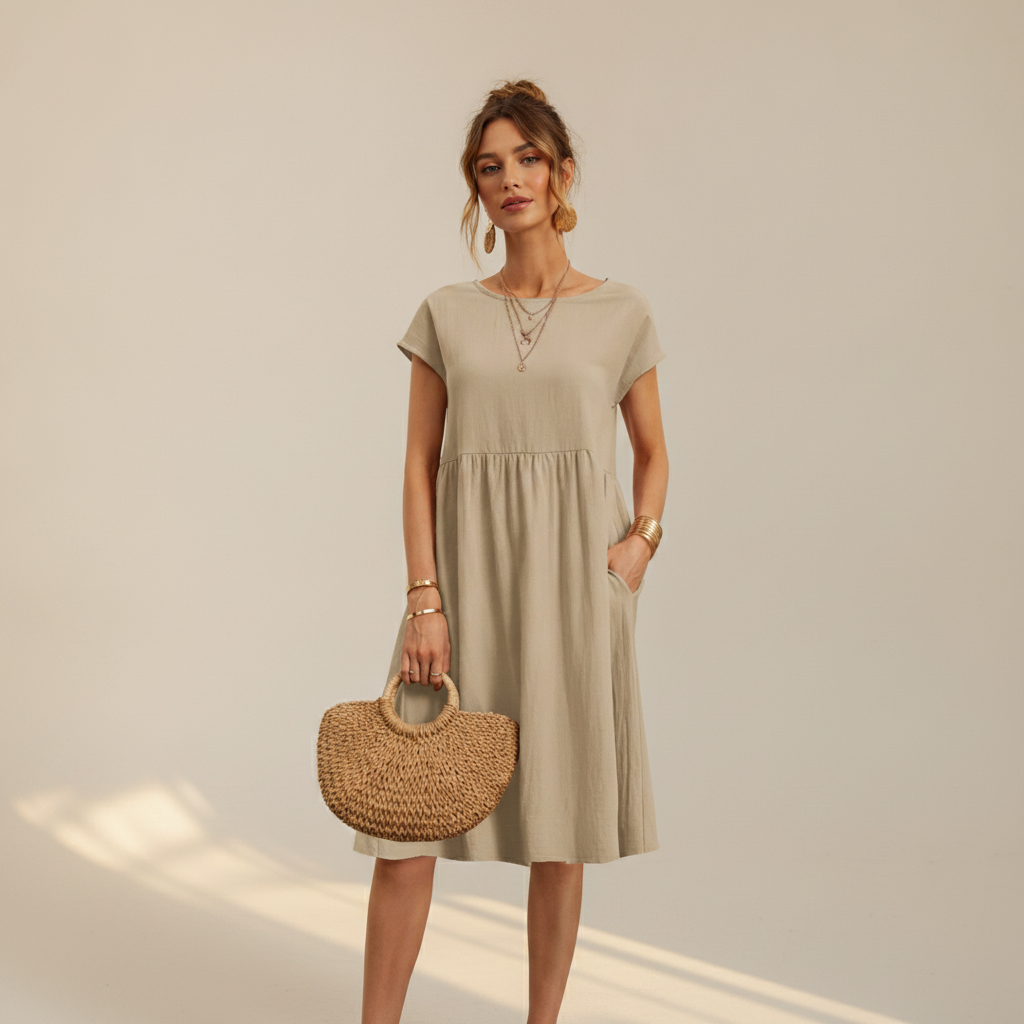 Nubia - Robe Midi Élégante à Col Rond