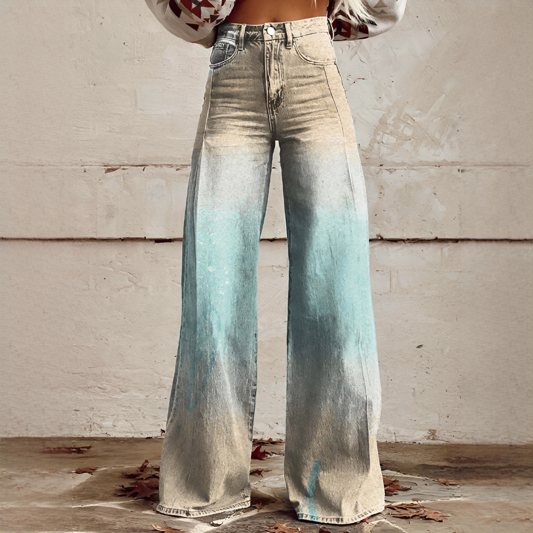 Shelley - Jeans Décontractés à Jambes Larges Imprimés