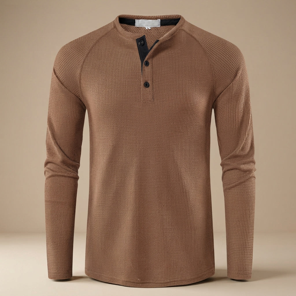 Teifion - Chemise Henley Classique en Nid d'Abeille
